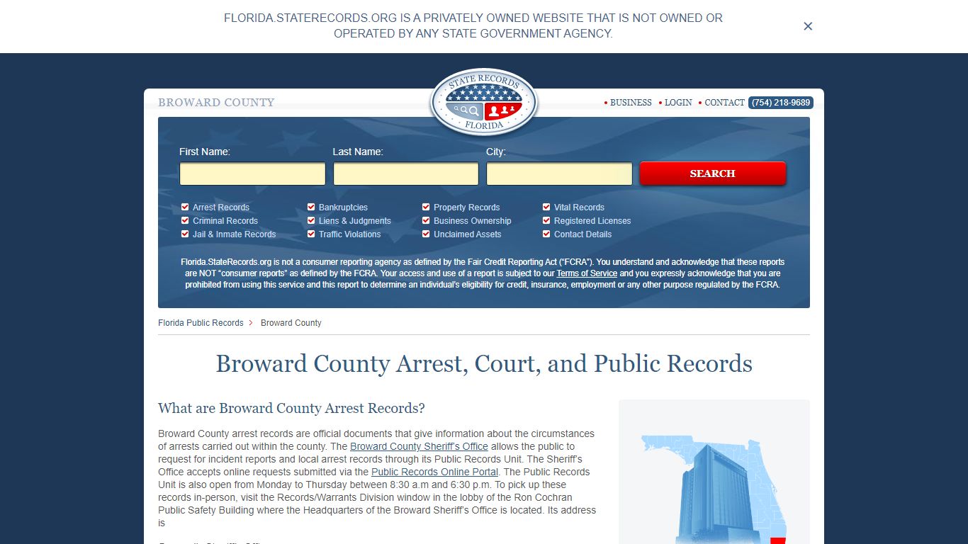 Broward County Arrest, Court, and Public Records